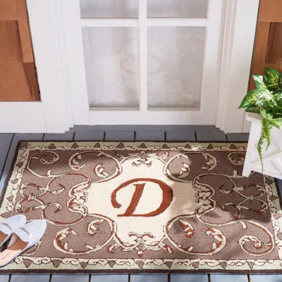 Safavieh Monogram Hand Made Area Rug, Mocha Traditional Style Non-shedding In Gray