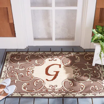 Safavieh Monogram Hand Made Area Rug, Mocha Traditional Style Non-shedding In Brown