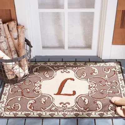 Safavieh Monogram Hand Made Area Rug, Mocha Traditional Style Non-shedding In Brown