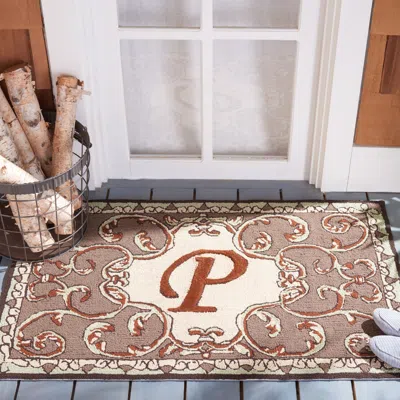 Safavieh Monogram Hand Made Area Rug, Mocha Traditional Style Non-shedding In Brown