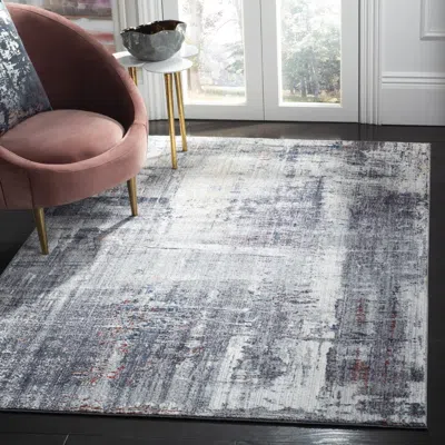 Safavieh Monray Machine Made Area Rug, Charcoal / Ivory Contemporary Style Easy Care In Blue