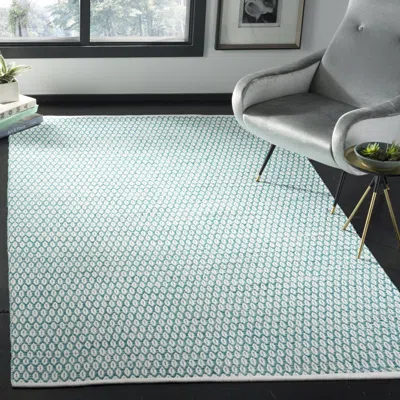 Safavieh Montauk Hand Made Area Rug, Aqua / Ivory Contemporary Style Non-shedding In Blue