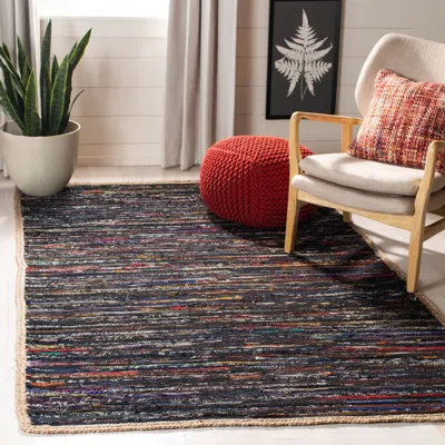Safavieh Montauk Hand Made Area Rug, Black / Natural Bohemian Style Non-shedding In Multi