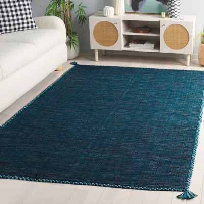 Safavieh Montauk Hand Made Area Rug, Blue / Black Solid / Tonal Style Non-shedding In Green