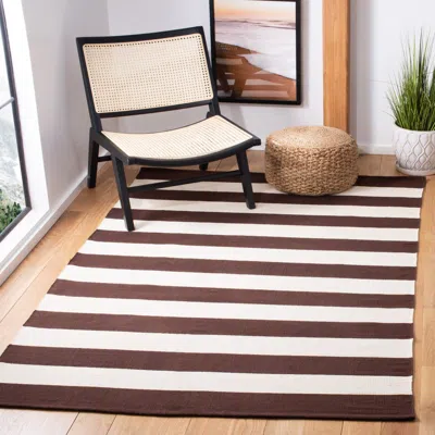 Safavieh Montauk Hand Made Area Rug, Chocolate / Ivory Contemporary Style Non-shedding In Brown