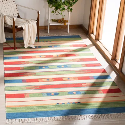 Safavieh Montauk Hand Made Area Rug, Green / Blue Bohemian Style Non-shedding In Multi