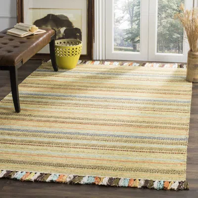 Safavieh Montauk Hand Made Area Rug, Green / Multi Bohemian Style Non-shedding
