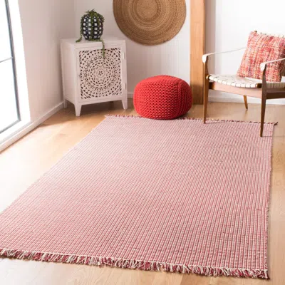 Safavieh Montauk Hand Made Area Rug, Ivory / Red Solid / Tonal Style Non-shedding In Pink