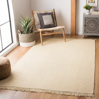 Safavieh Montauk Hand Made Area Rug, Ivory / Yellow Solid / Tonal Style Non-shedding In Nude