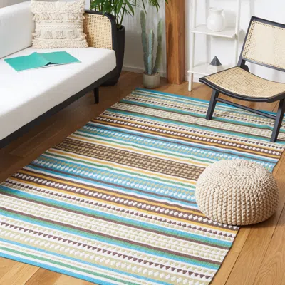 Safavieh Montauk Hand Made Area Rug, Light Blue / Ivory Bohemian Style Non-shedding In Multi