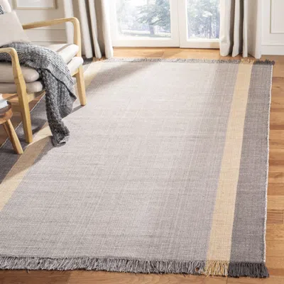 Safavieh Montauk Hand Made Area Rug, Mustard / Grey Contemporary Style Non-shedding In Gray