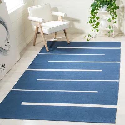 Safavieh Montauk Hand Made Area Rug, Navy / Ivory Contemporary Style Non-shedding In Blue