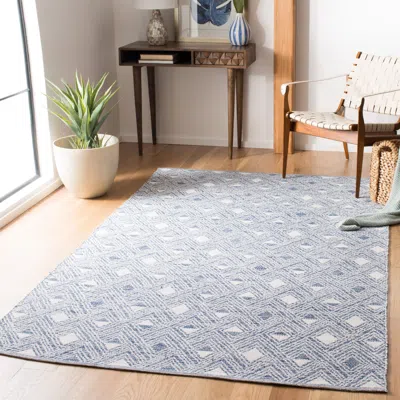 Safavieh Montauk Hand Made Area Rug, Navy / Ivory Contemporary Style Non-shedding In Blue