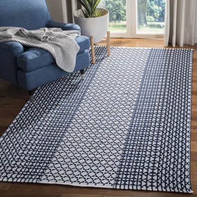 Safavieh Montauk Hand Made Area Rug, Navy / Ivory Contemporary Style Non-shedding In Blue