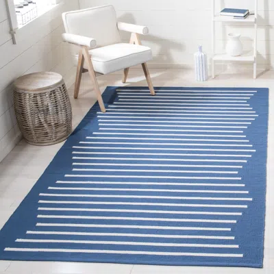 Safavieh Montauk Hand Made Area Rug, Navy / Ivory Contemporary Style Non-shedding In Blue