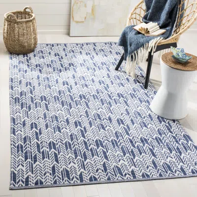 Safavieh Montauk Hand Made Area Rug, Navy / Ivory Contemporary Style Non-shedding In Blue