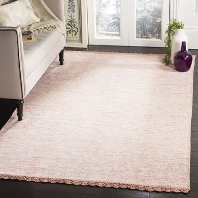 Safavieh Montauk Hand Made Area Rug, Peach Solid / Tonal Style Non-shedding In Pink