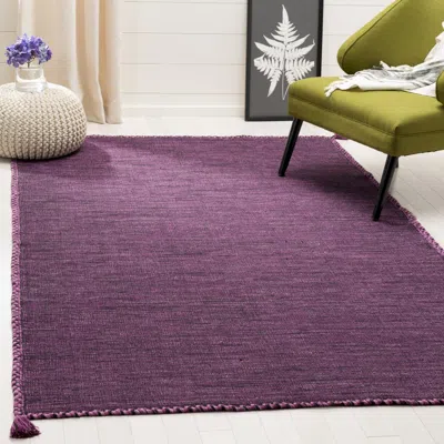 Safavieh Montauk Hand Made Area Rug, Purple / Black Solid / Tonal Style Non-shedding
