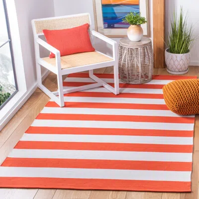 Safavieh Montauk Hand Made Area Rug, Rust / Ivory Contemporary Style Non-shedding In Red