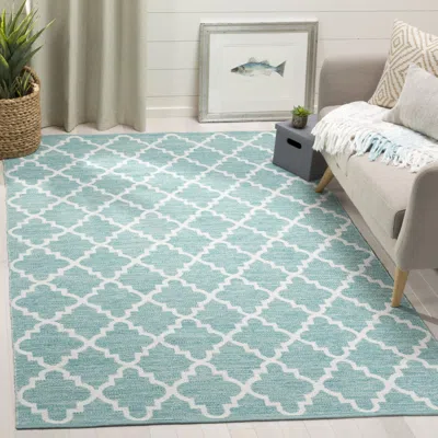 Safavieh Montauk Hand Made Area Rug, Teal / Ivory Contemporary Style Non-shedding In Blue