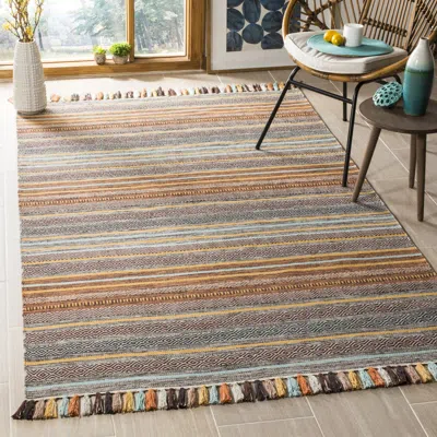 Safavieh Montauk Hand Made Area Rug, Turquoise / Brown Bohemian Style Non-shedding