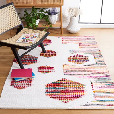 Safavieh Montauk Machine Made Area Rug, Ivory / Red Bohemian Style Easy Care In Multi