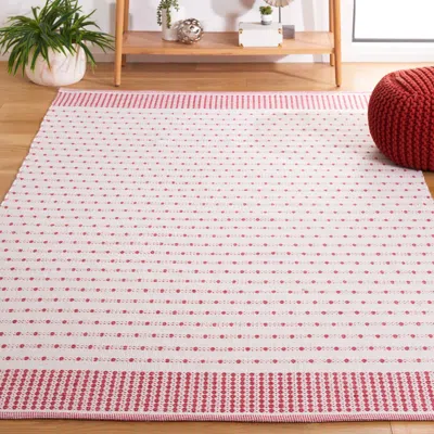 Safavieh Montauk Machine Made Area Rug, Red / Ivory Contemporary Style Easy Care In Pink