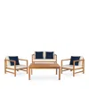 Safavieh Montez 4-piece Outdoor Set With Accent Pillows In Natural/beige/navy