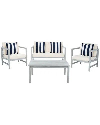 Safavieh Montez 4pc Outdoor Set With Accent Pillows In Blue