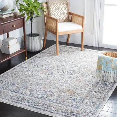 Safavieh Moondust Machine Made Area Rug, Ivory / Blue Traditional Style Easy Care In White