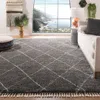 Safavieh Moroccan Fringe Shag Machine Made Area Rug, Grey / Ivory Shag / Flokati Style Easy Care In Gray