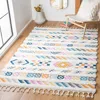 Safavieh Moroccan Fringe Shag Machine Made Area Rug, Ivory / Blue Bohemian Style Easy Care In Multi