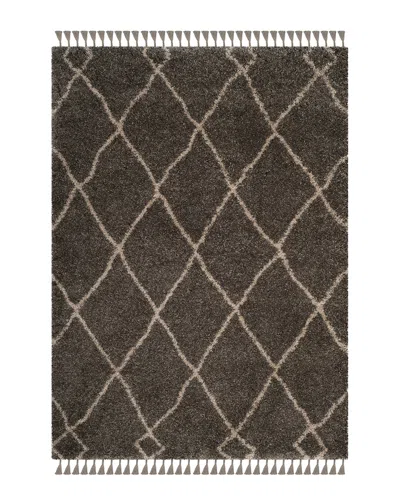 Safavieh Moroccan Fringe Shag Power-loomed Synthetic Contemporary Rug In Gray