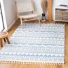 Safavieh Moroccan Tassel Shag Area Rug, Ivory / Light Blue Bohemian Style Non-shedding