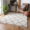 Safavieh Moroccan Tassel Shag Area Rug, Ivory / Light Grey Bohemian Style Non-shedding