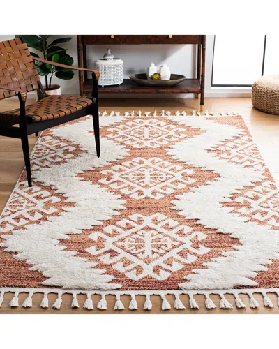 Safavieh Moroccan Tassel Shag Polypropylene Pile Rug In Orange
