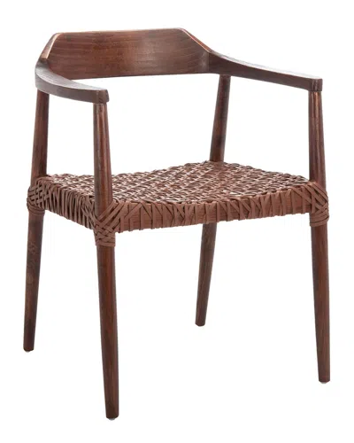 Safavieh Munro Leather Woven Accent Chair