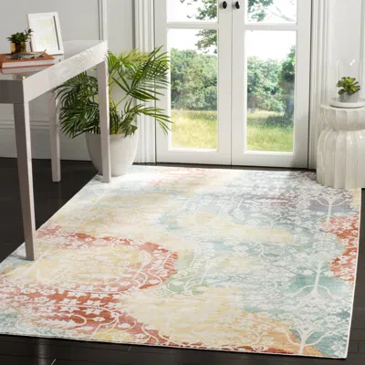 Safavieh Mystique Machine Made Area Rug, Blue / Rust Bohemian Style Easy Care In Multi