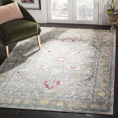 Safavieh Mystique Machine Made Area Rug, Grey / Multi Traditional Style Easy Care In Gray