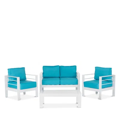 Safavieh Nason 4 Piece Outdoor Living Set In Teal