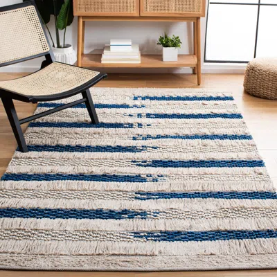 Safavieh Natura Hand Made Area Rug, Beige / Navy Bohemian Style Non-shedding In Blue