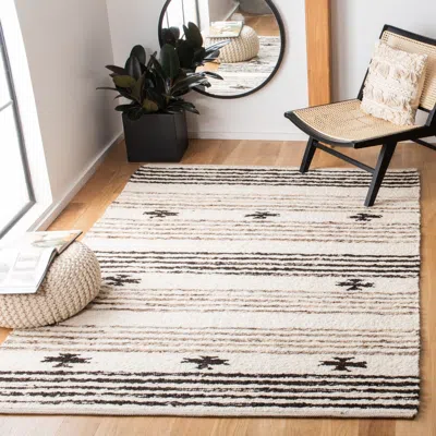 Safavieh Natura Hand Made Area Rug, Black / Ivory Bohemian Style Non-shedding In Neutral