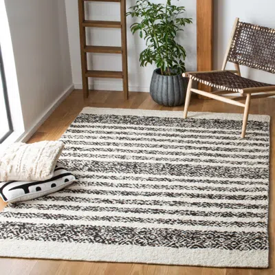 Safavieh Natura Hand Made Area Rug, Black / Ivory Bohemian Style Non-shedding In Gray