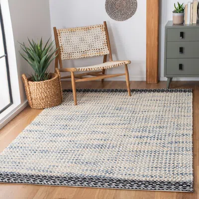 Safavieh Natura Hand Made Area Rug, Black / Ivory Bohemian Style Non-shedding In Blue