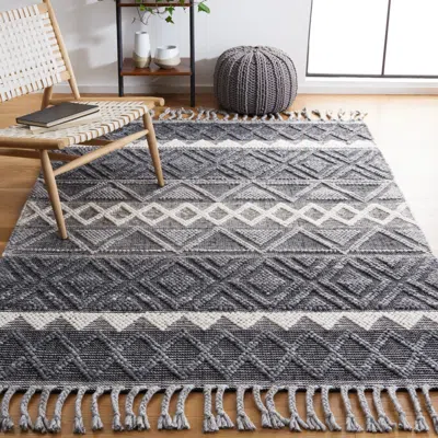 Safavieh Natura Hand Made Area Rug, Charcoal / Ivory Bohemian Style Non-shedding In Gray