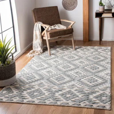 Safavieh Natura Hand Made Area Rug, Cream / Aqua Bohemian Style Non-shedding In Gray