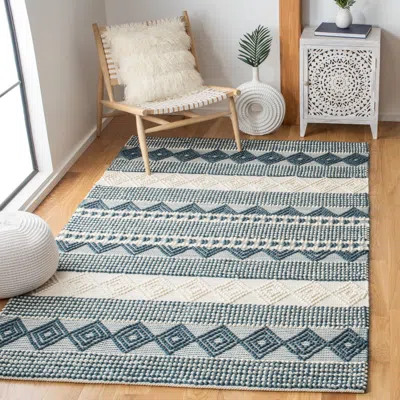 Safavieh Natura Hand Made Area Rug, Dark Green / Ivory Bohemian Style Non-shedding In Gray