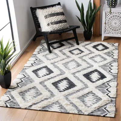 Safavieh Natura Hand Made Area Rug, Ivory / Black Bohemian Style Non-shedding In Gray