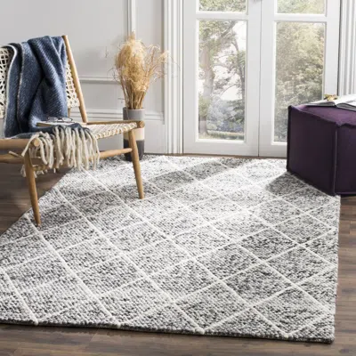 Safavieh Natura Hand Made Area Rug, Ivory / Black Bohemian Style Non-shedding In Gray