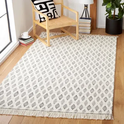 SAFAVIEH NATURA HAND MADE AREA RUG, IVORY / BLACK CONTEMPORARY STYLE NON-SHEDDING